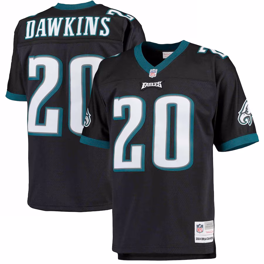 Men's Philadelphia Eagles Brian Dawkins Mitchell & Ness Black Big & Tall 2004 Retired Player Replica Jersey - Ujersey