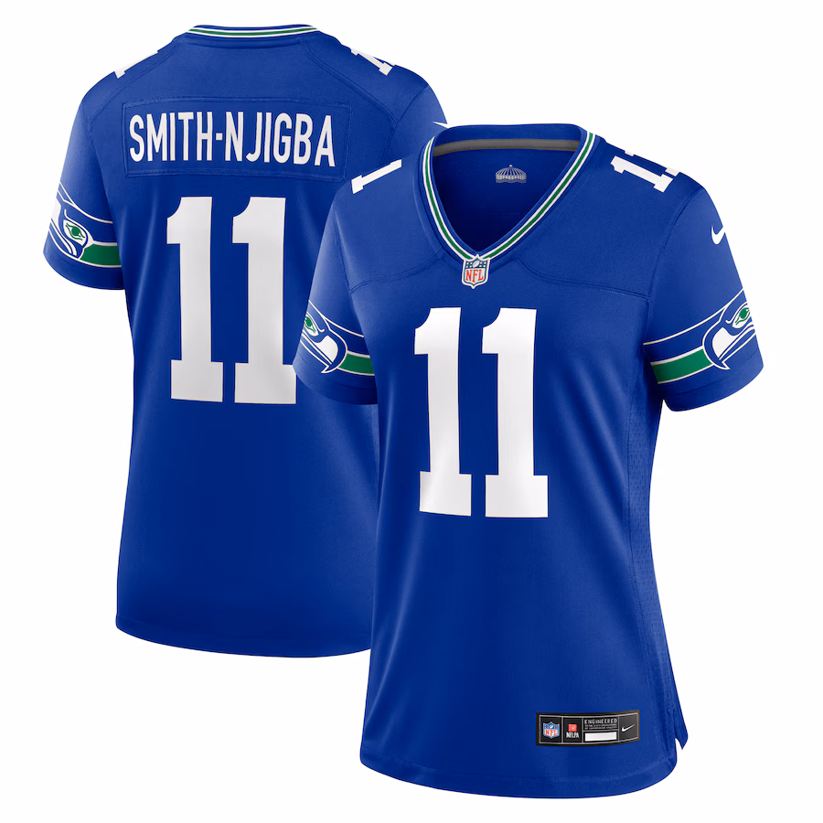 Women's Seattle Seahawks Jaxon Smith-Njigba Nike Royal Throwback Player Game Jersey - Ujersey