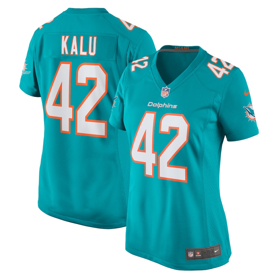 Women's Miami Dolphins Joshua Kalu Nike  Aqua Team Game Jersey - Ujersey
