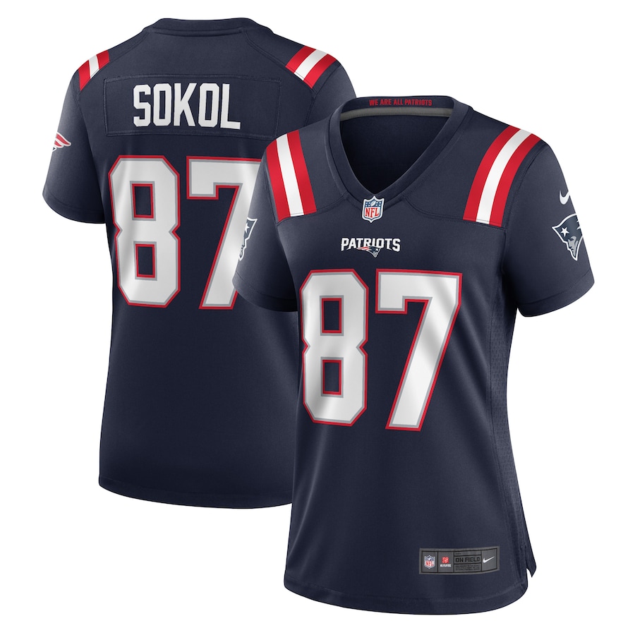 Women's New England Patriots Matt Sokol Nike Navy Game Player Jersey - Ujersey