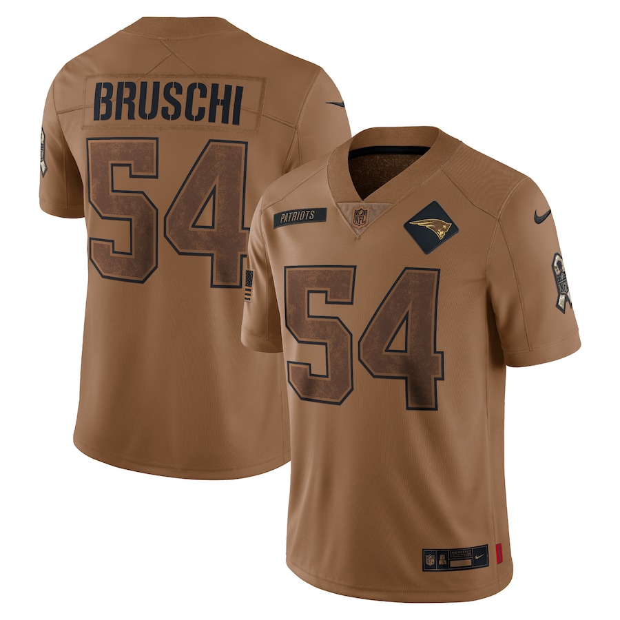 Men's New England Patriots Tedy Bruschi Nike Brown 2023 Salute To Service Retired Player Limited Jersey - Ujersey