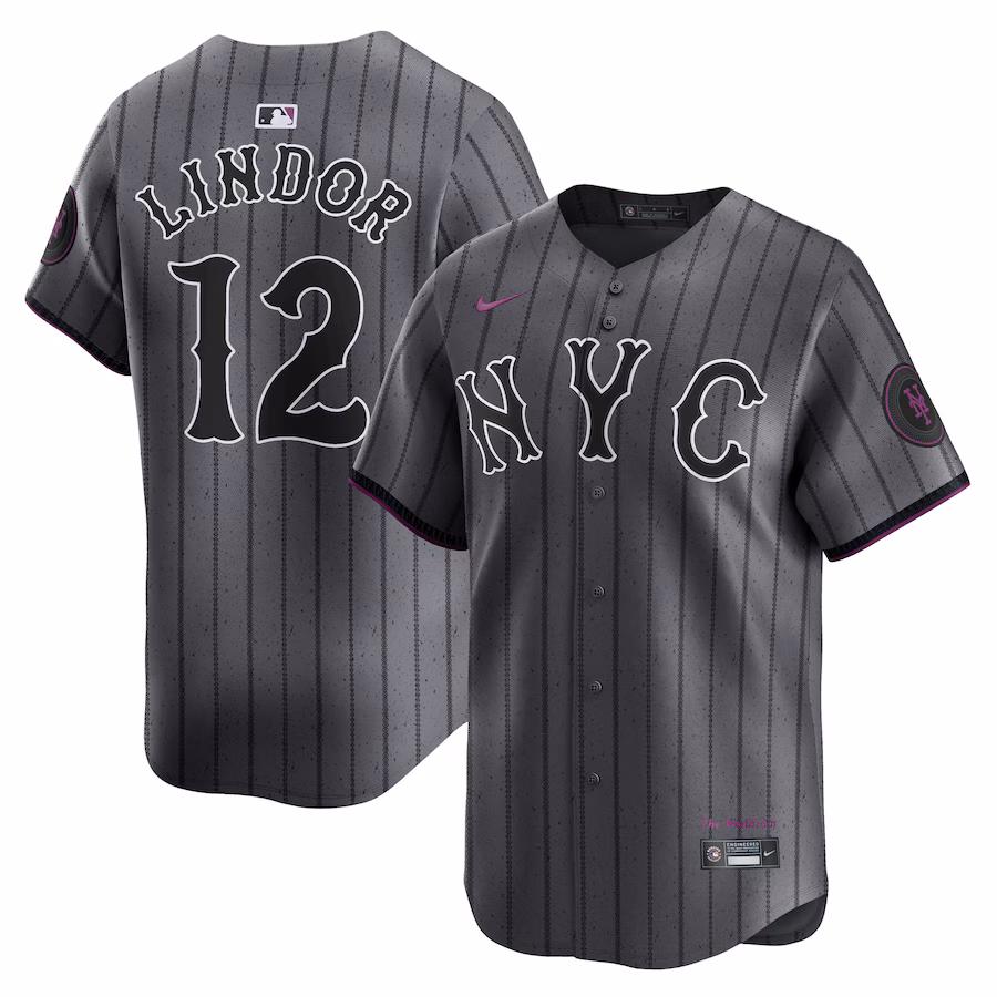 Men's New York Mets Francisco Lindor Nike Graphite 2024 City Connect Limited Player Jersey - Ujersey