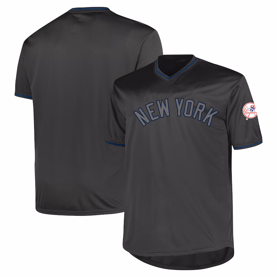 Men's New York Yankees Profile Charcoal Big & Tall Pop Fashion Jersey - Ujersey