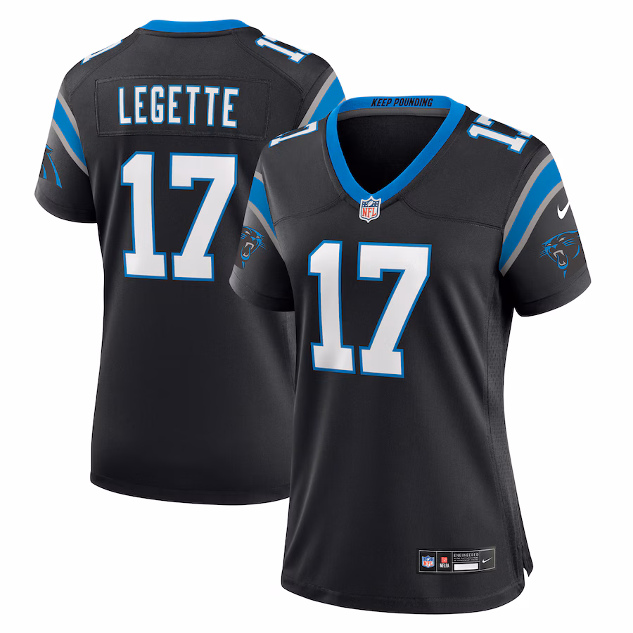 Women's Carolina Panthers Xavier Legette Nike  Black Game Jersey - Ujersey