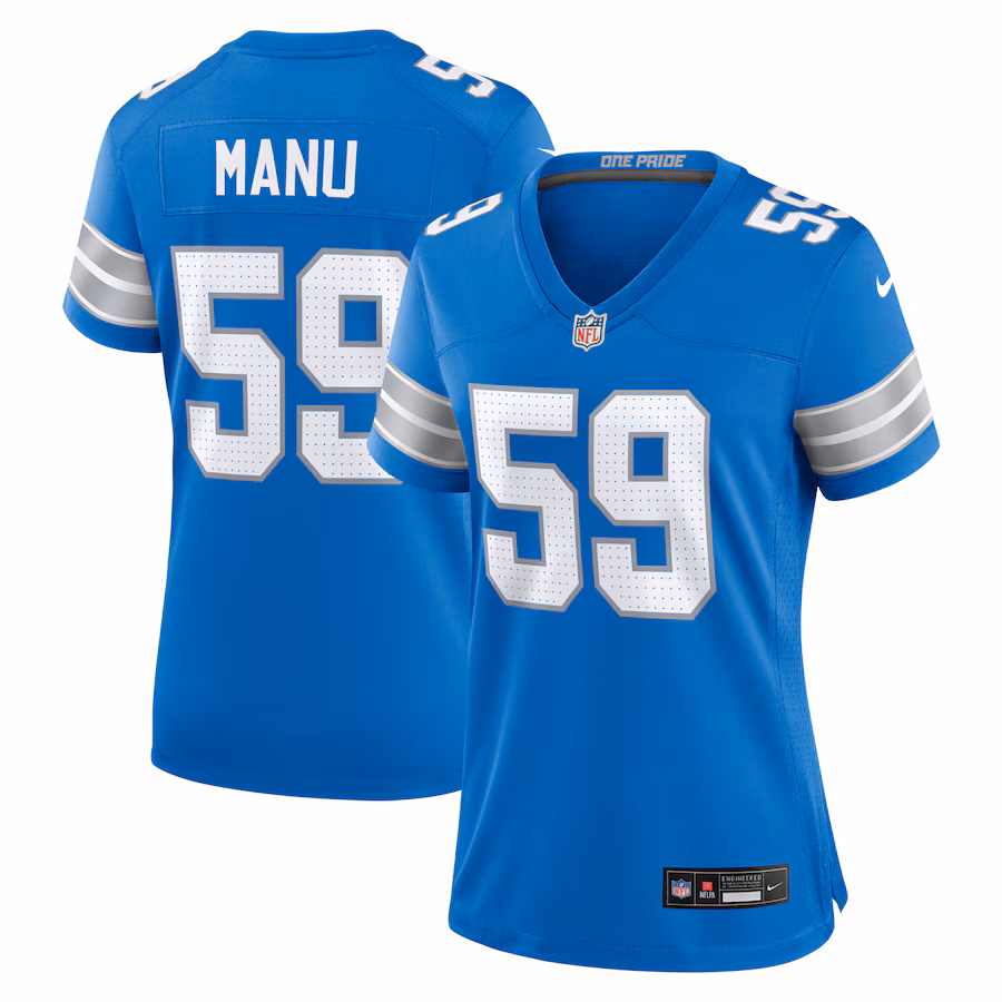 Women's Detroit Lions Giovanni Manu Nike  Blue Team Game Jersey - Ujersey