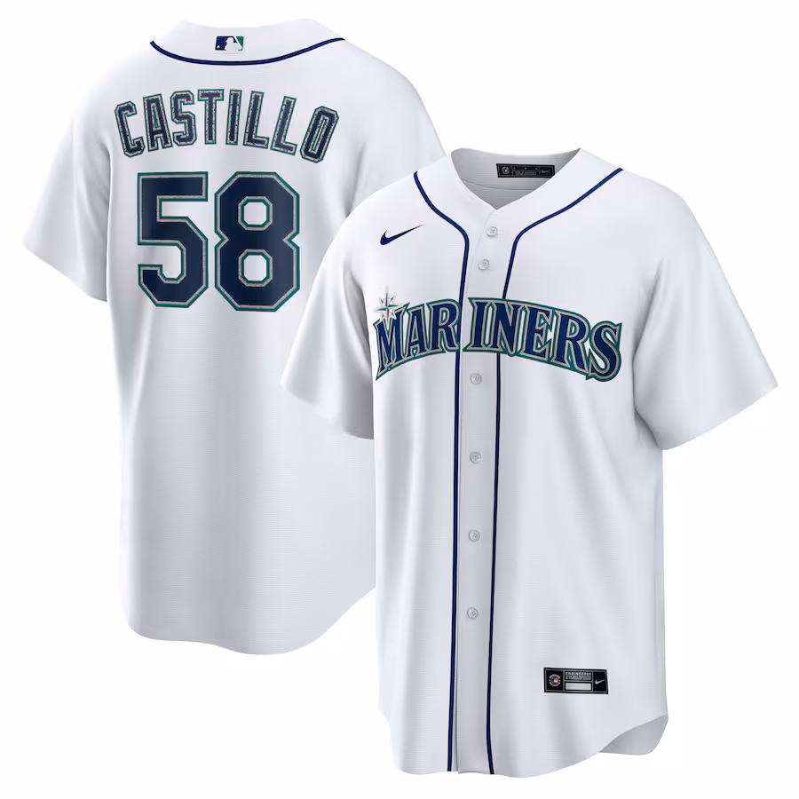 Men's Seattle Mariners Luis Castillo Nike White Home Replica Jersey - Ujersey