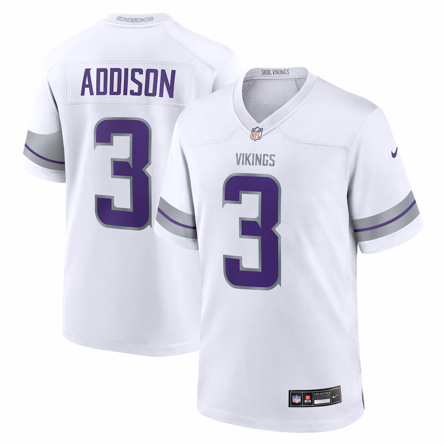 Men's Minnesota Vikings Jordan Addison Nike White Alternate Game Player Jersey - Ujersey