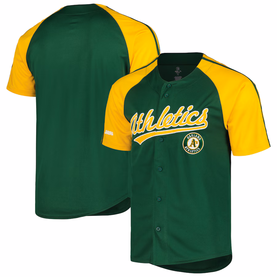 Men's Oakland Athletics Stitches Green Team Raglan Jersey - Ujersey
