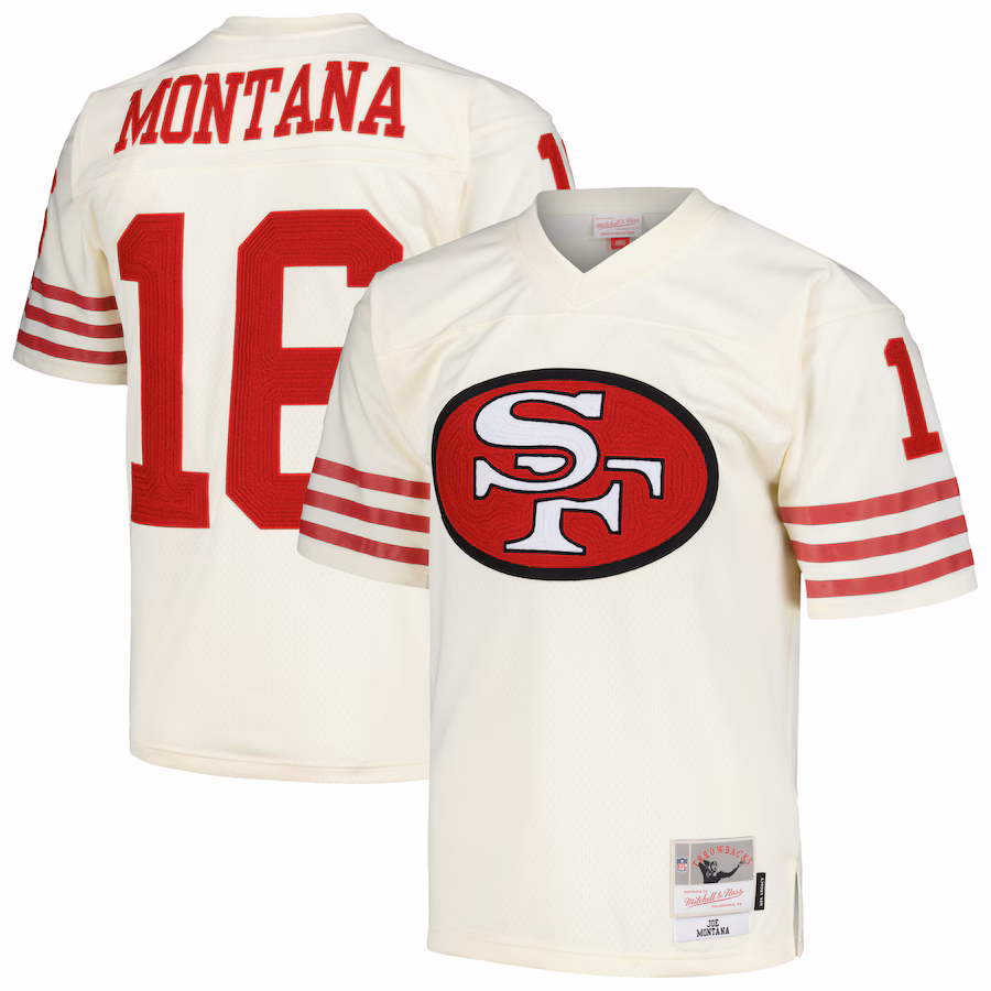 Men's San Francisco 49ers Joe Montana Mitchell & Ness Cream Chainstitch Legacy Jersey - Ujersey