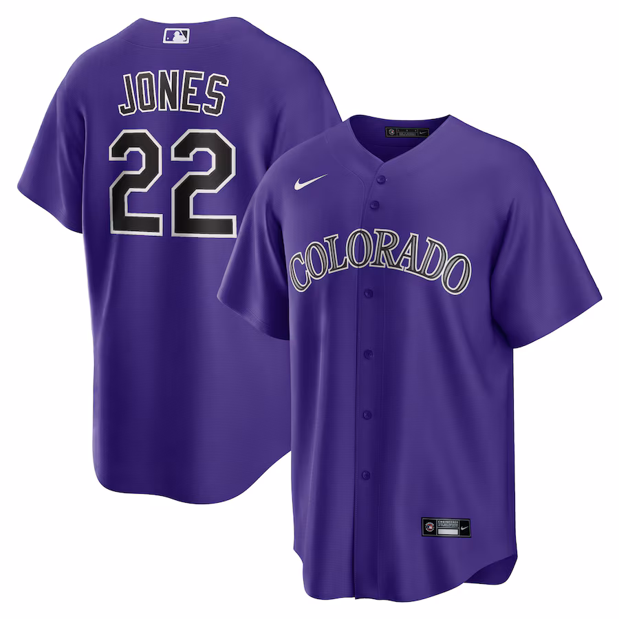 Men's Colorado Rockies Nolan Jones Nike Purple Alternate Replica Jersey - Ujersey