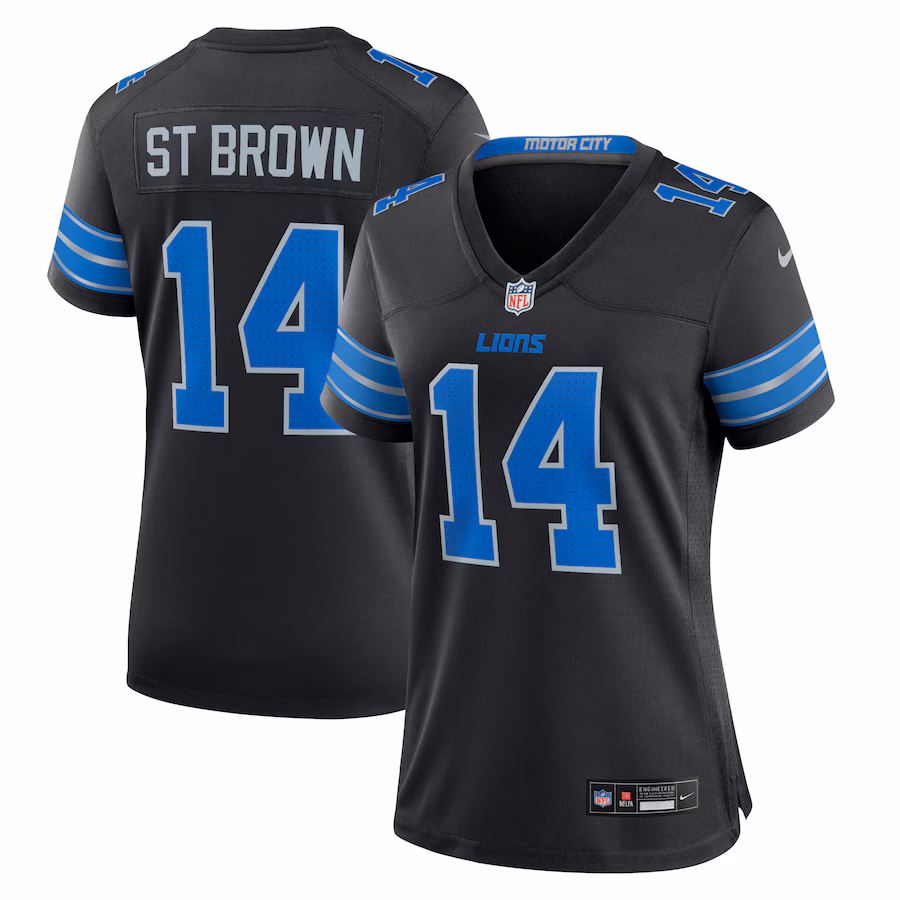 Women's Detroit Lions Amon-Ra St. Brown Nike Black 2nd Alternate Game Jersey - Ujersey