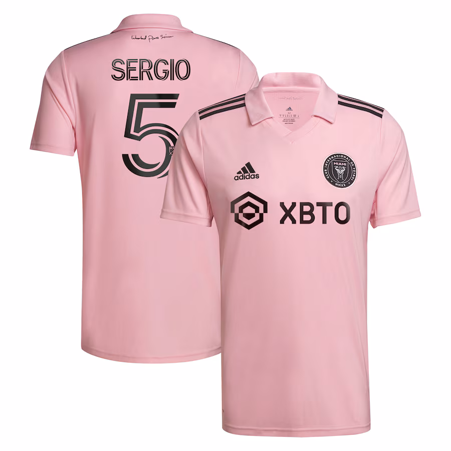 Men's Inter Miami CF Sergio Busquets adidas Pink 2023 The Heart Beat Kit Replica Player Jersey - Ujersey