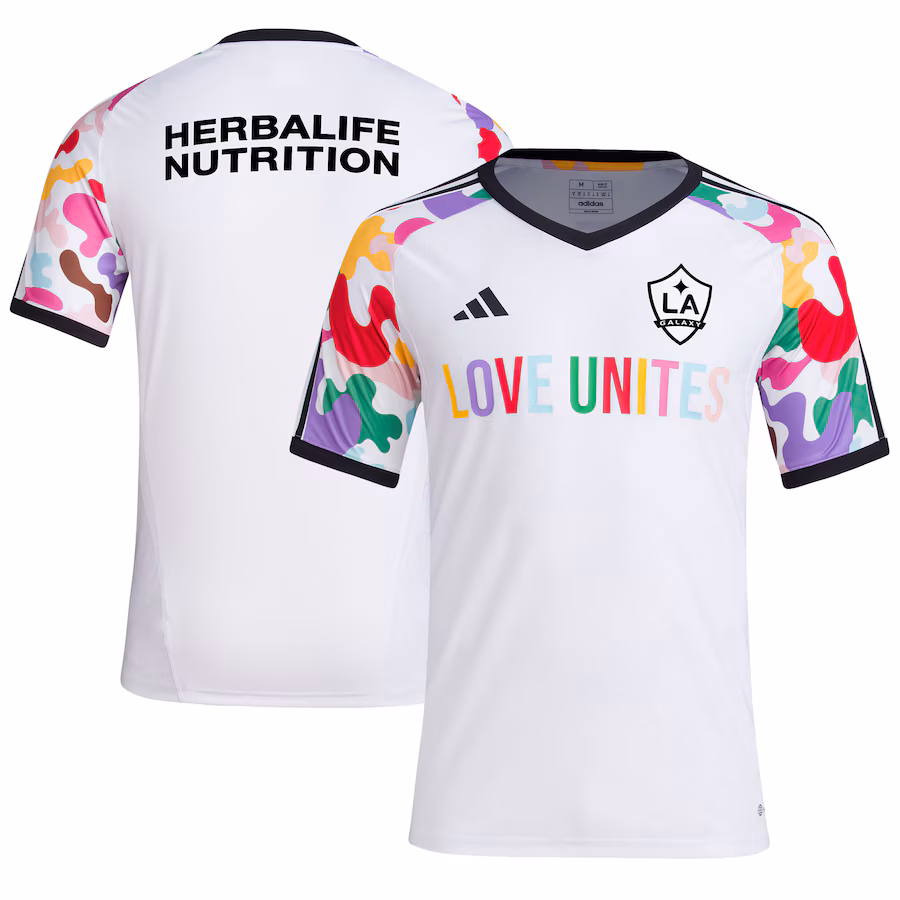 Men's LA Galaxy  adidas White 2023 Pride Pre-Match Top - Ujersey