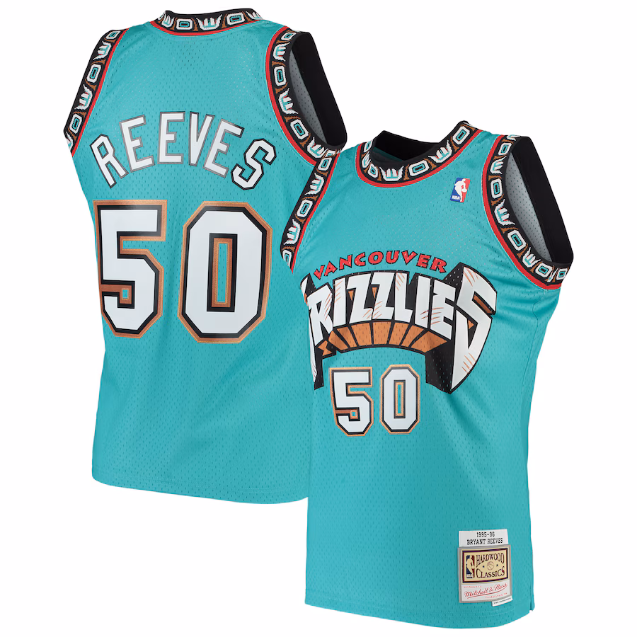 Men's Vancouver Grizzlies Bryant Reeves Mitchell & Ness Turquoise 1995/96 Hardwood Classics Swingman Jersey - Ujersey