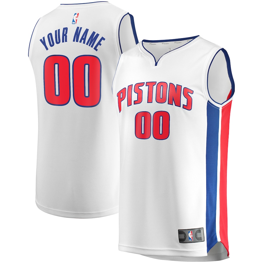Men's Detroit Pistons Fanatics White Fast Break Custom Replica Jersey - Association Edition - Ujersey