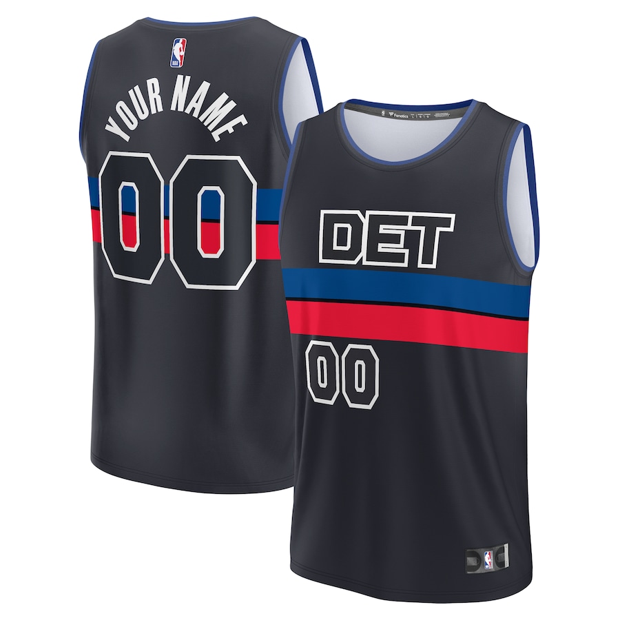 Men's Detroit Pistons  Fanatics Charcoal Fast Break Custom Jersey - Statement Edition - Ujersey