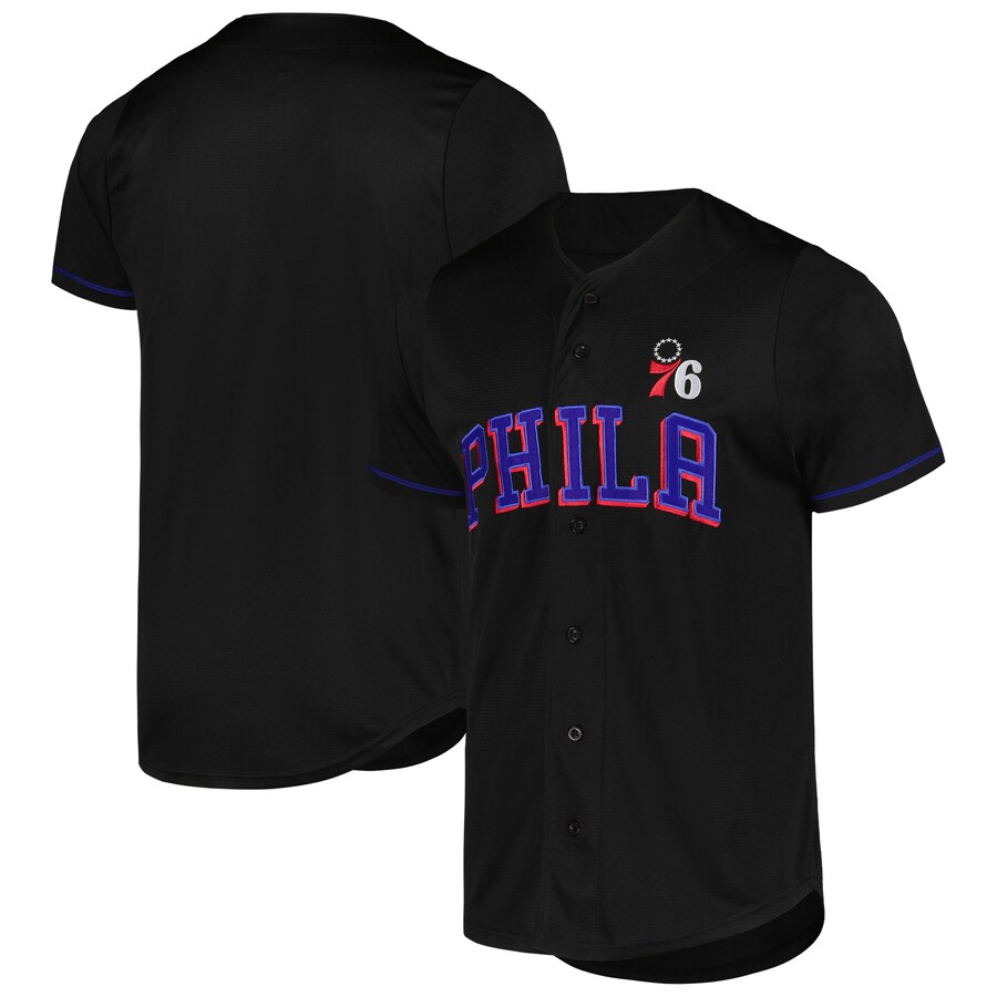 Men's Philadelphia 76ers Fanatics Black Pop Baseball Jersey - Ujersey