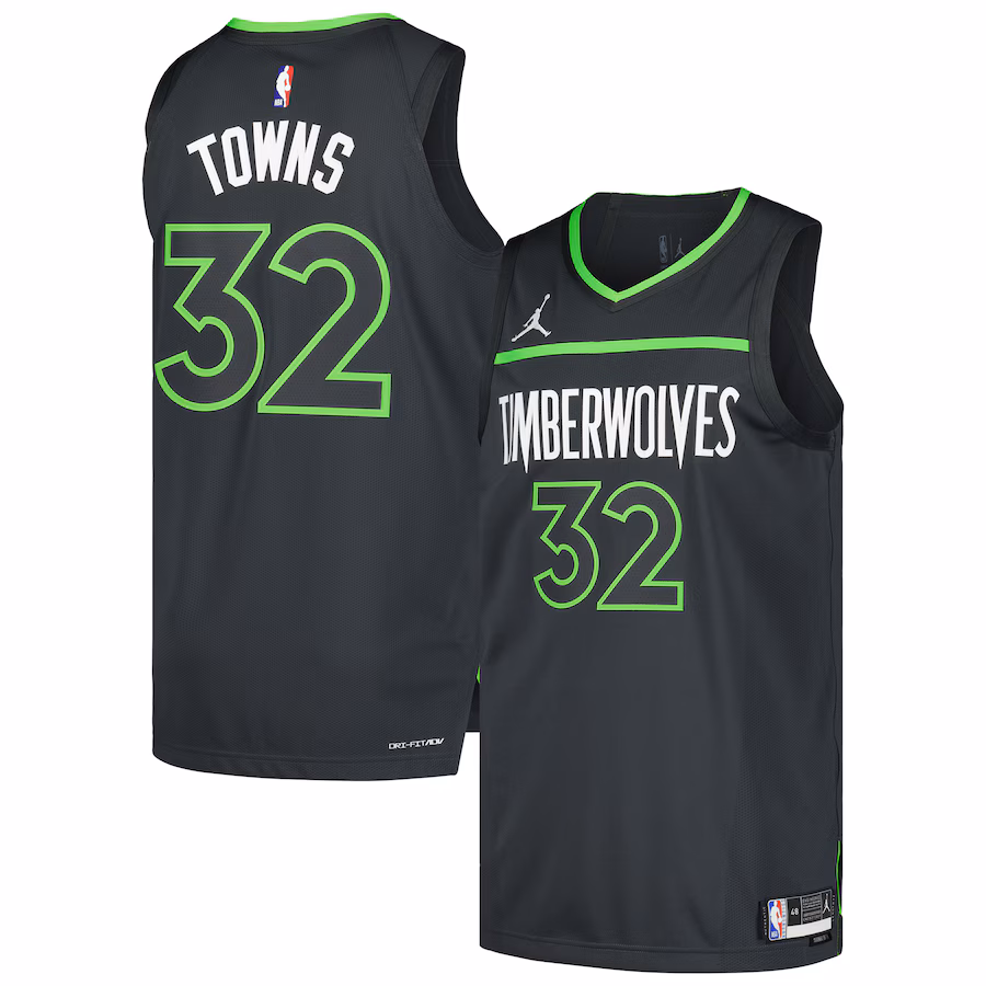 Men's Minnesota Timberwolves Karl-Anthony Towns Jordan Brand Anthracite Authentic Player Jersey - Statement Edition - Ujersey