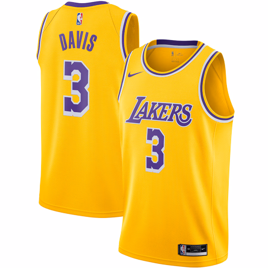 Men's Los Angeles Lakers Anthony Davis Nike Gold Swingman Jersey - Icon Edition - Ujersey