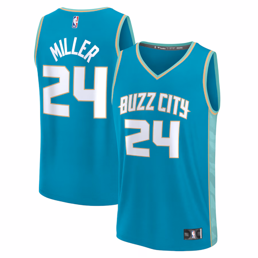 Men's Charlotte Hornets Brandon Miller Fanatics Teal Fast Break Jersey - City Edition - Ujersey