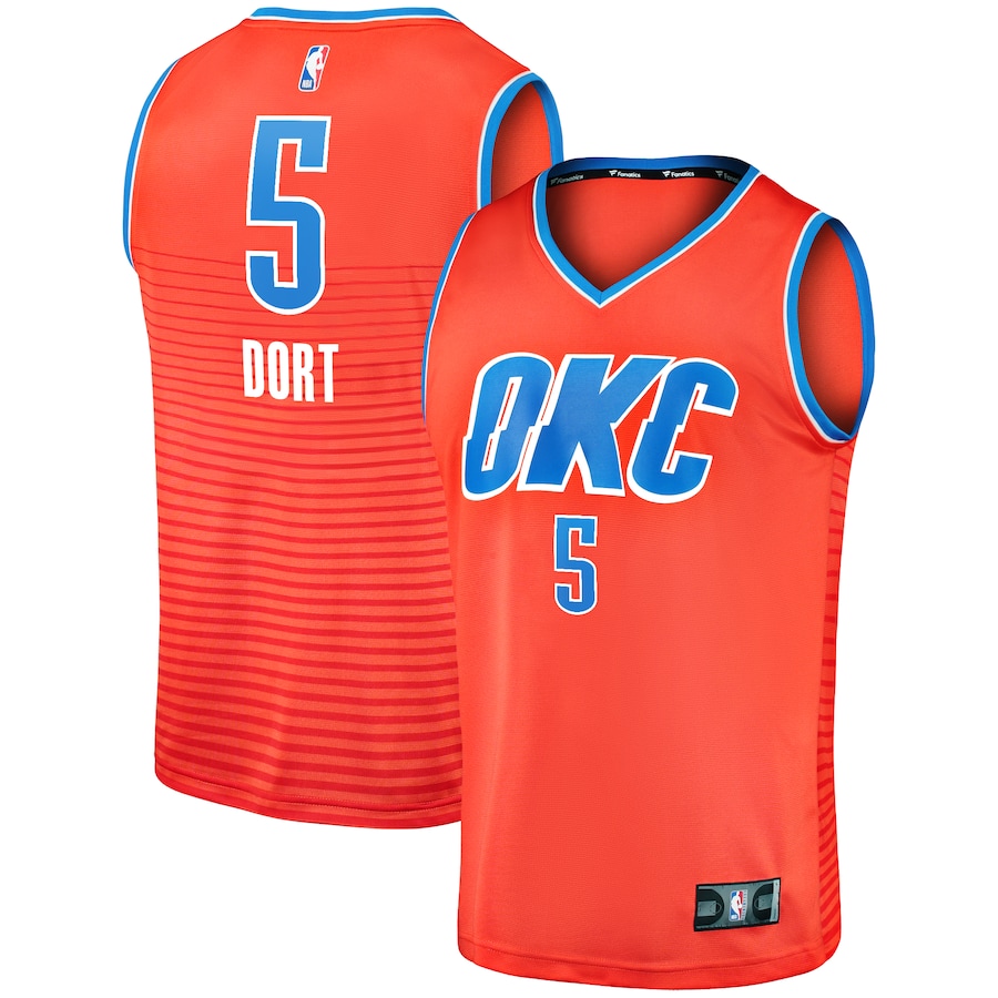 Men's Oklahoma City Thunder Luguentz Dort Fanatics Orange Fast Break Replica Player Jersey - Statement Edition - Ujersey
