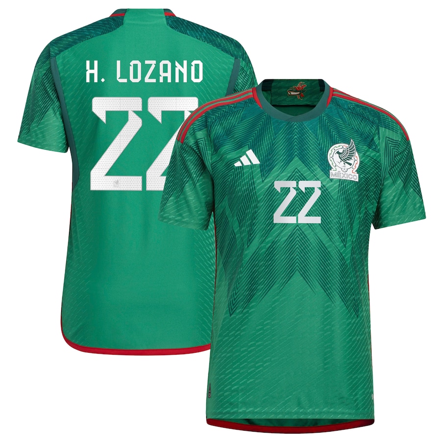 Men's Mexico National Team Hirving Lozano adidas Green 2022/23 Home Authentic Jersey - Ujersey