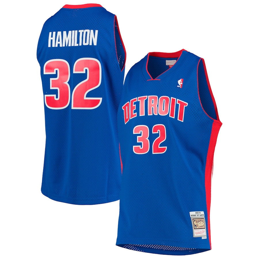 Men's Detroit Pistons Richard Hamilton Mitchell & Ness Blue 2003/04 Hardwood Classics Swingman Jersey - Ujersey