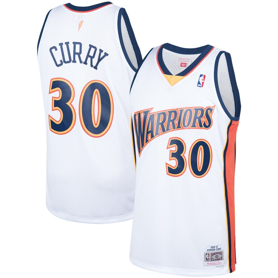 Men's Golden State Warriors Stephen Curry Mitchell & Ness White Hardwood Classics Swingman Jersey - Ujersey