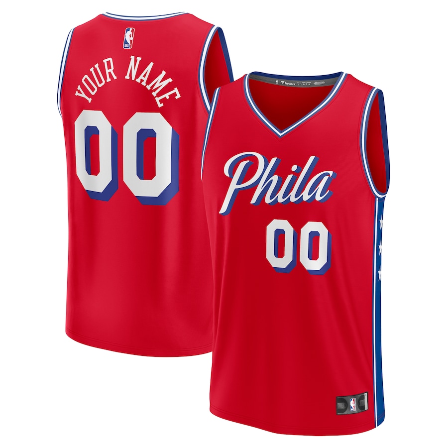 Youth Philadelphia 76ers  Fanatics Red Fast Break Replica Custom Jersey - Statement Edition - Ujersey