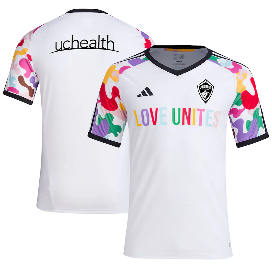 Men's Colorado Rapids  adidas White 2023 Pride Pre-Match Top - Ujersey