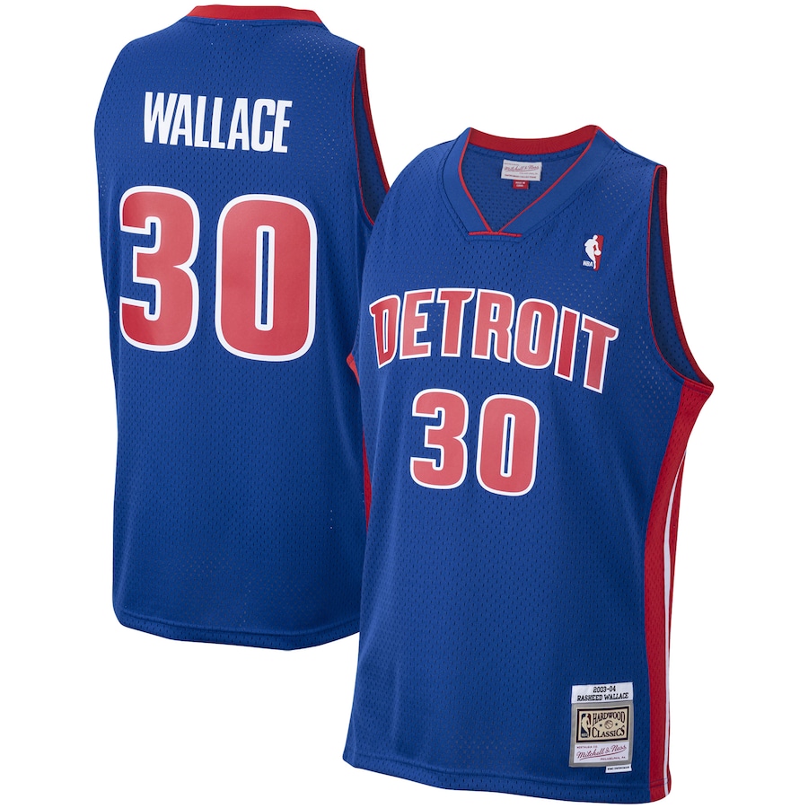 Men's Detroit Pistons Rasheed Wallace Mitchell & Ness Royal 2003/04 Hardwood Classics Swingman Jersey - Ujersey