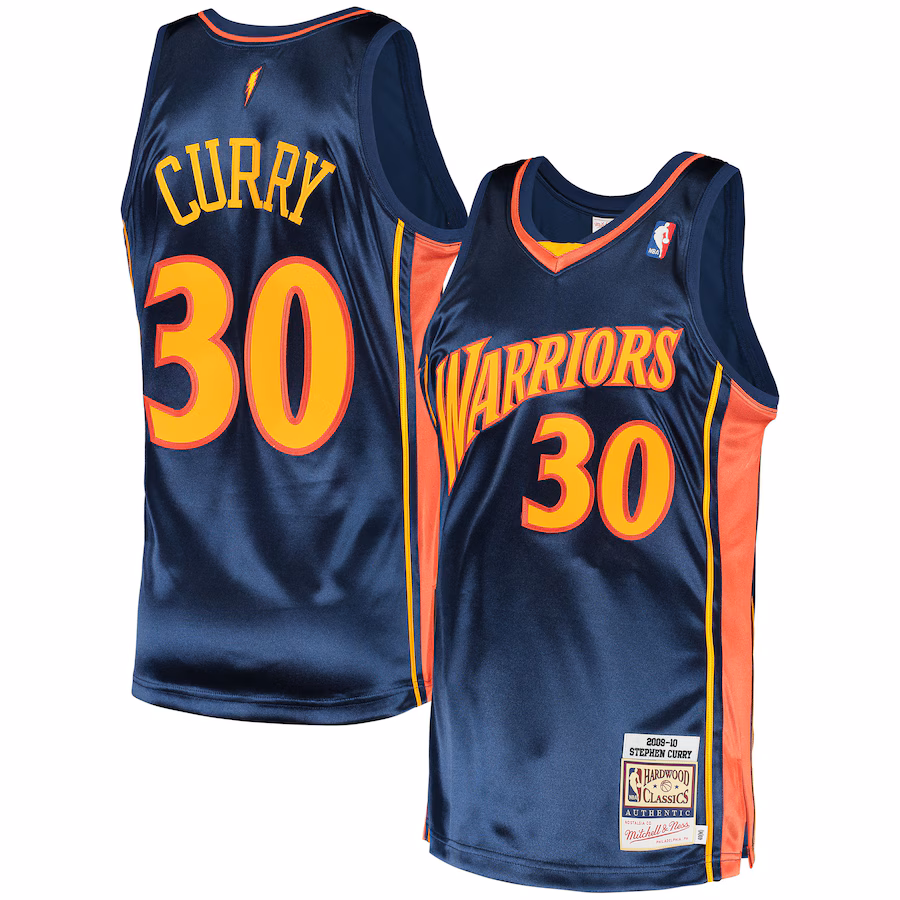 Men's Golden State Warriors Stephen Curry Mitchell & Ness Navy 2009/10 Hardwood Classics Authentic Jersey - Ujersey