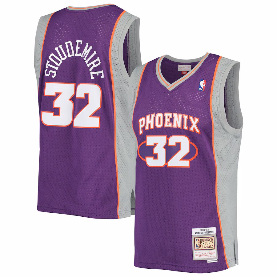 Men's Phoenix Suns Amar'e Stoudemire Mitchell & Ness Purple 2001/02 Hardwood Classics Swingman Jersey - Ujersey