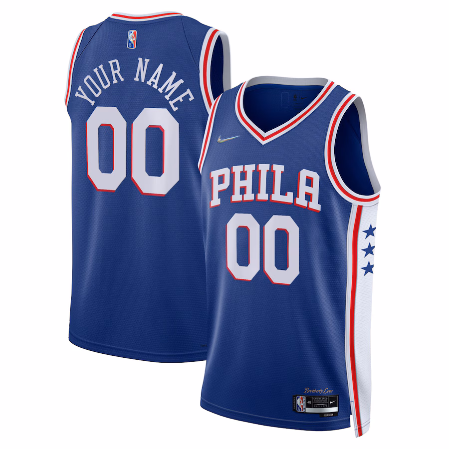Men's Philadelphia 76ers Nike Royal 2021/22 Diamond Swingman Custom Jersey - Icon Edition - Ujersey
