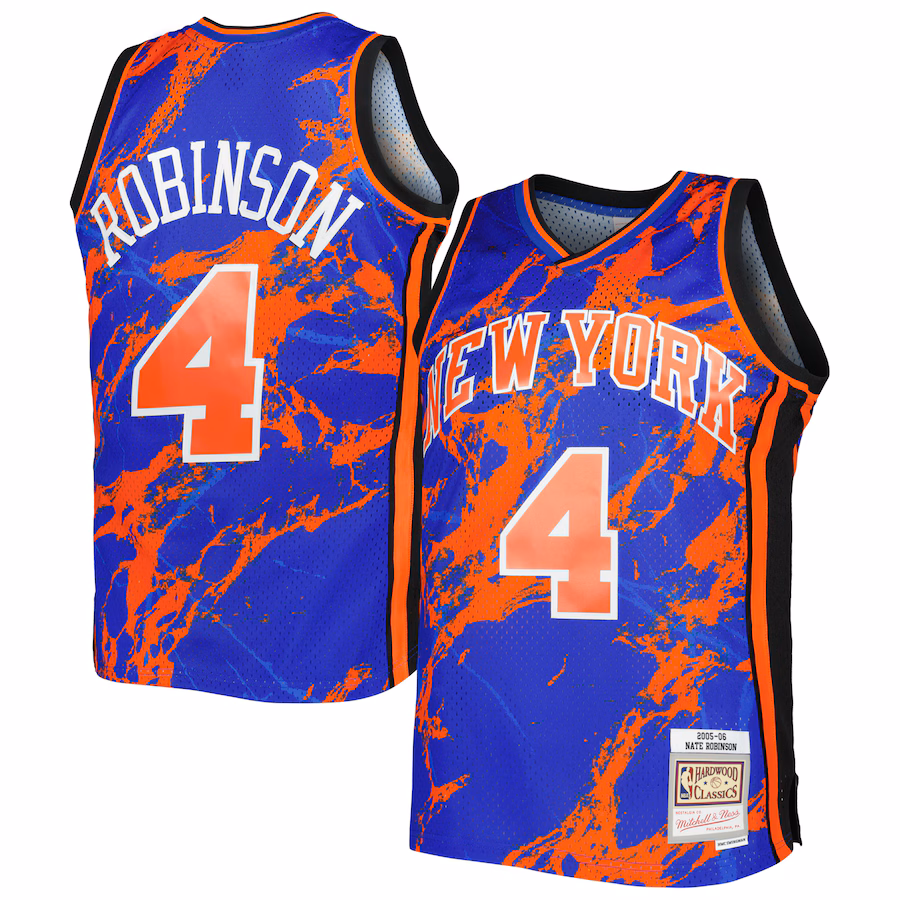 Men's New York Knicks Nate Robinson Mitchell & Ness Blue 2005/06 Hardwood Classics Marble Swingman Jersey - Ujersey
