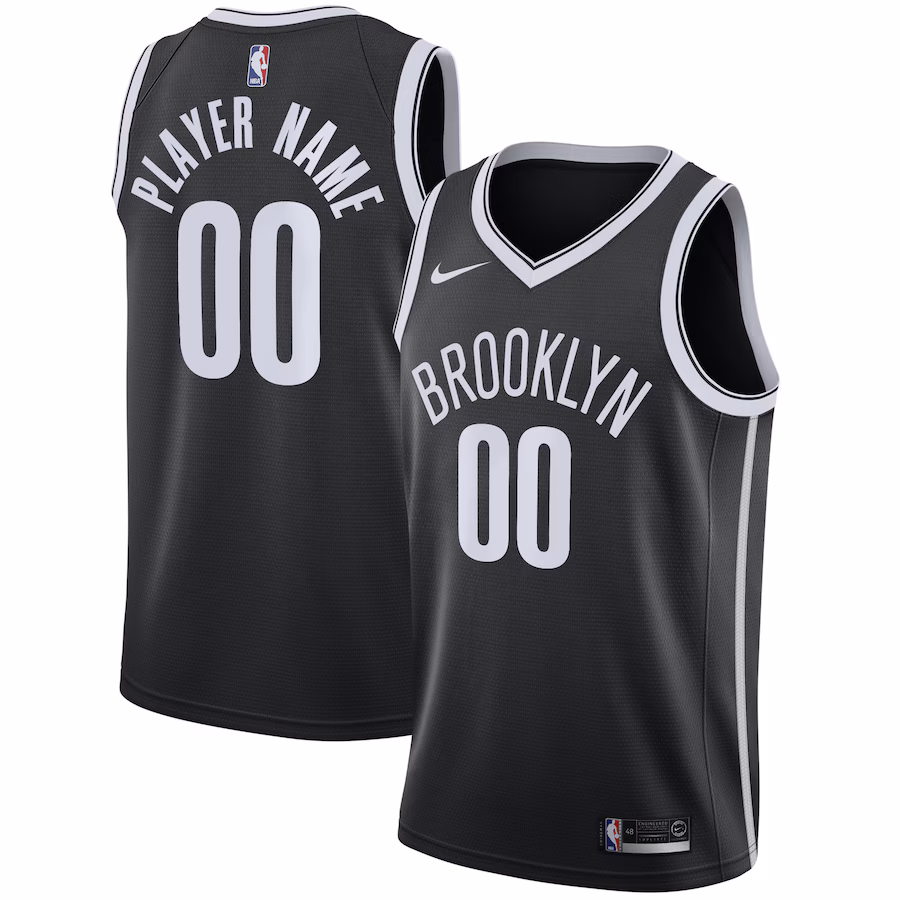 Men's Brooklyn Nets Nike Black Swingman Custom Jersey - Icon Edition - Ujersey