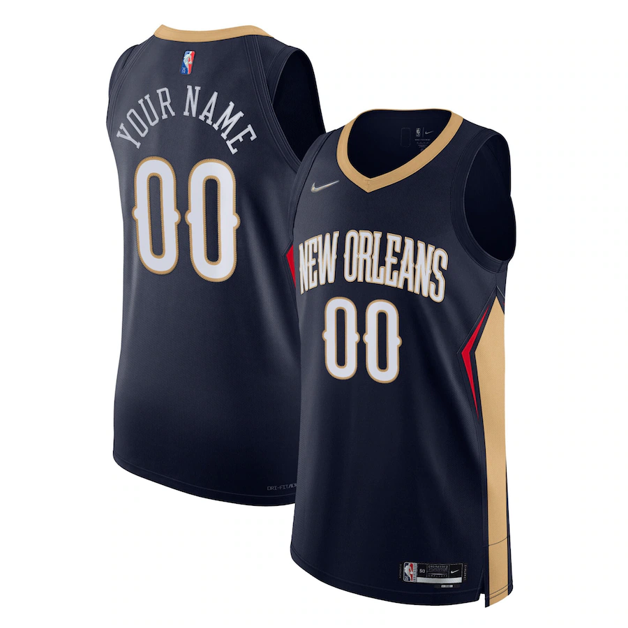 Men's New Orleans Pelicans Nike Navy 2021/22 Diamond Authentic Custom Jersey - Icon Edition - Ujersey