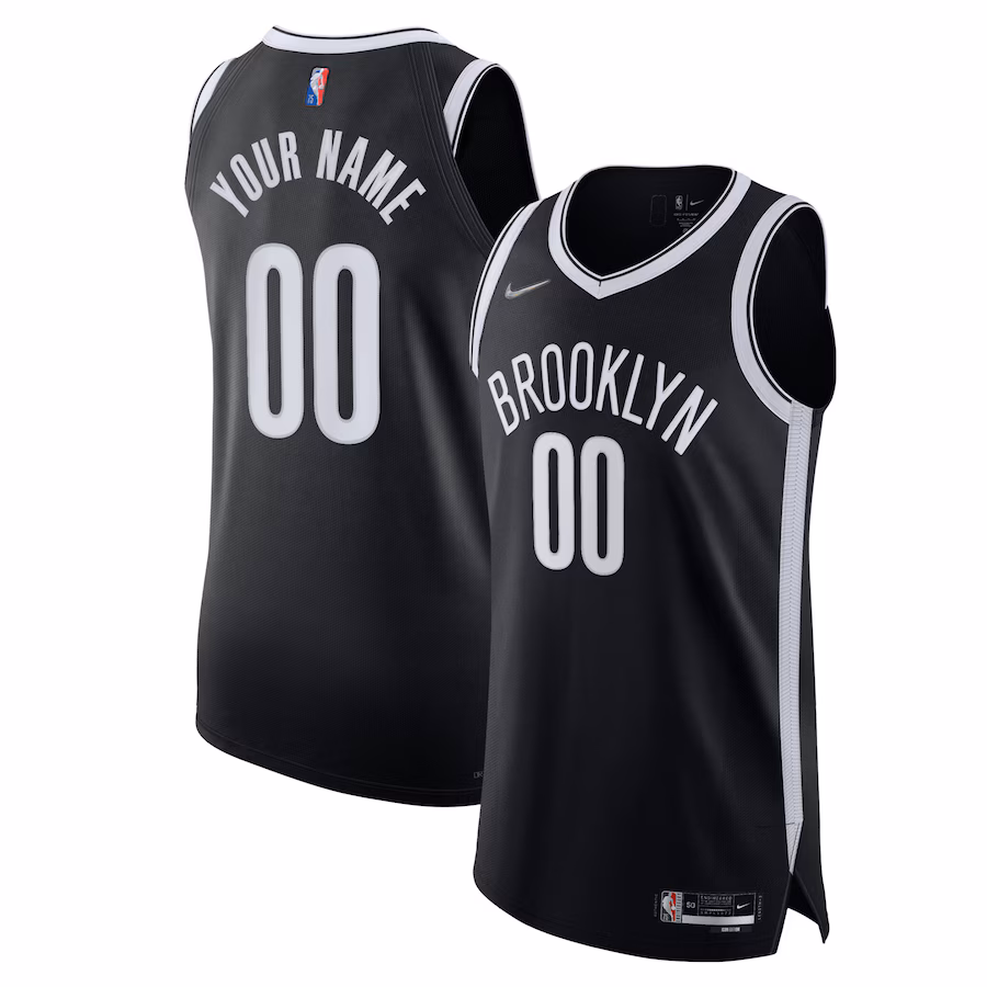 Men's Brooklyn Nets Nike Black 2021/22 Diamond Authentic Custom Jersey - Icon Edition - Ujersey