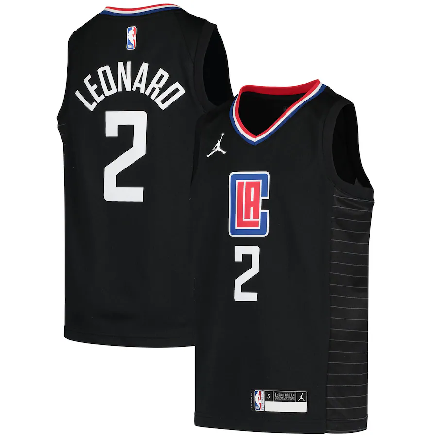 Youth LA Clippers Kawhi Leonard Jordan Brand Black 2020/21 Swingman Player Jersey - Statement Edition - Ujersey