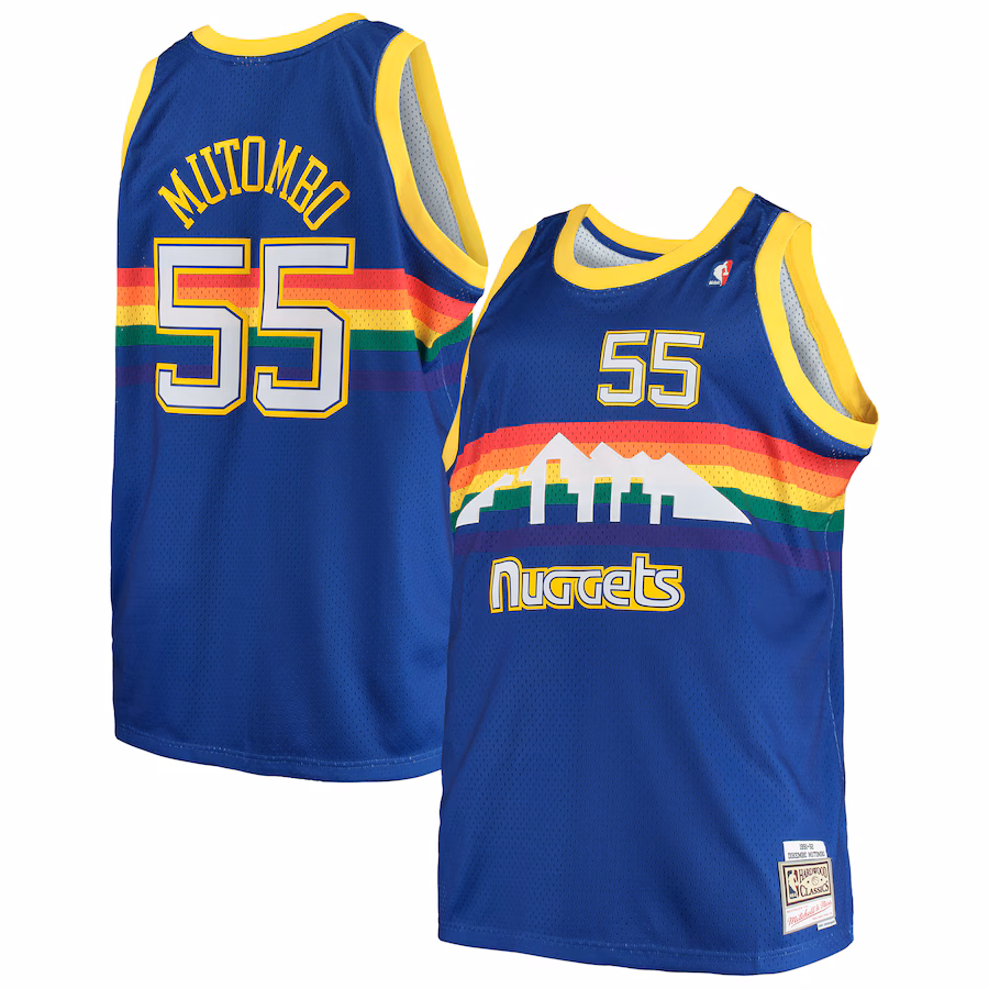 Men's Denver Nuggets Dikembe Mutombo Mitchell & Ness Royal 1991/92 Big & Tall Hardwood Classics Swingman Jersey - Ujersey
