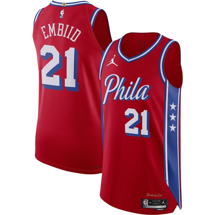 Men's Philadelphia 76ers Joel Embiid Jordan Brand Red Authentic Player Jersey - Statement Edition - Ujersey