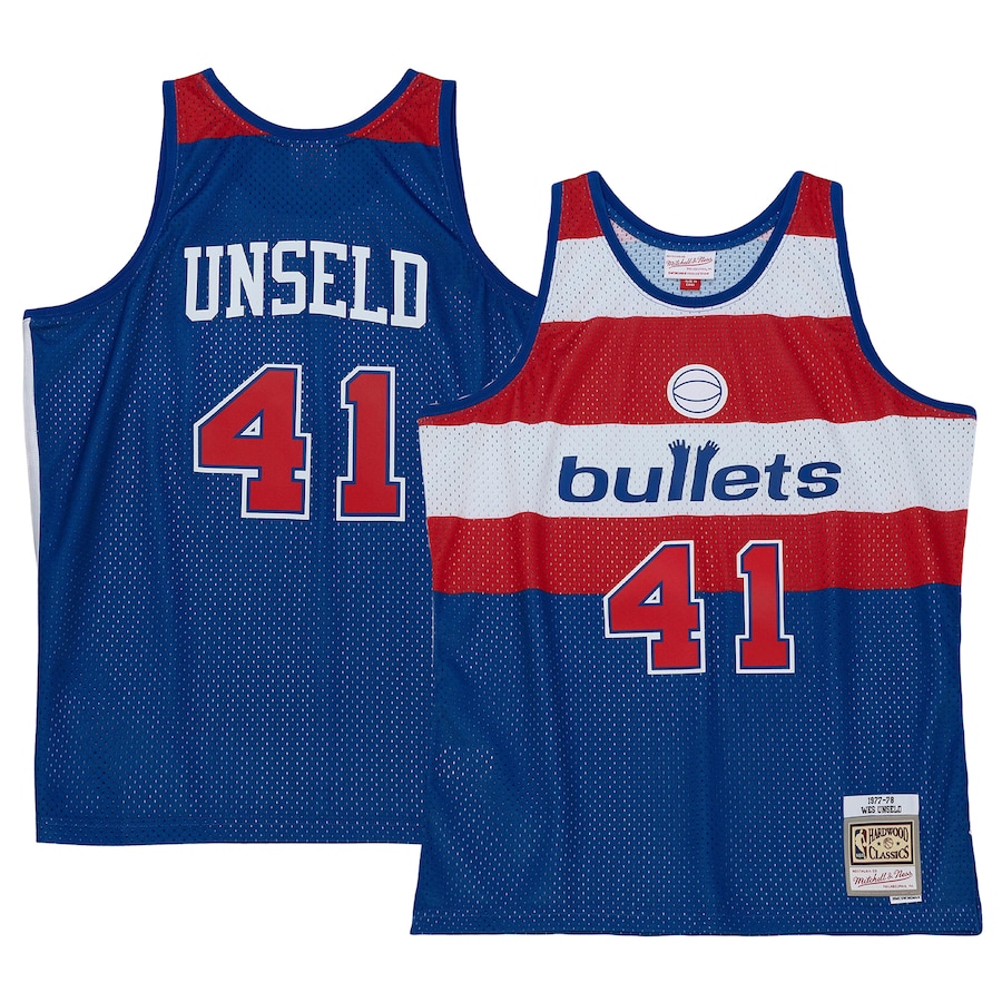 Men's Washington Bullets Wes Unseld Mitchell & Ness Blue 1977/78 Hardwood Classics Swingman Jersey - Ujersey