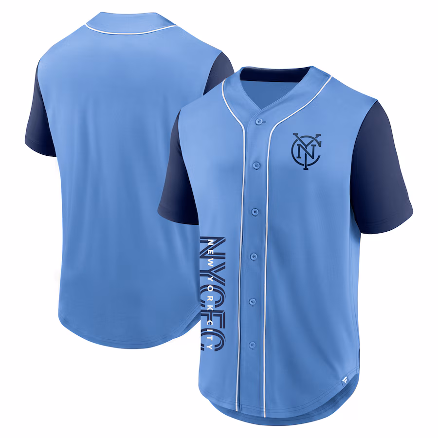 Men's New York City FC Fanatics Light Blue Balance Fashion Baseball Jersey - Ujersey