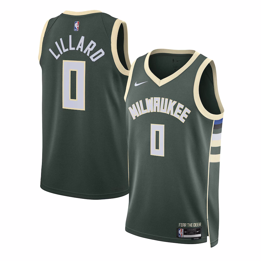 Unisex Milwaukee Bucks Damian Lillard Nike Hunter Green Swingman Jersey - Icon Edition - Ujersey