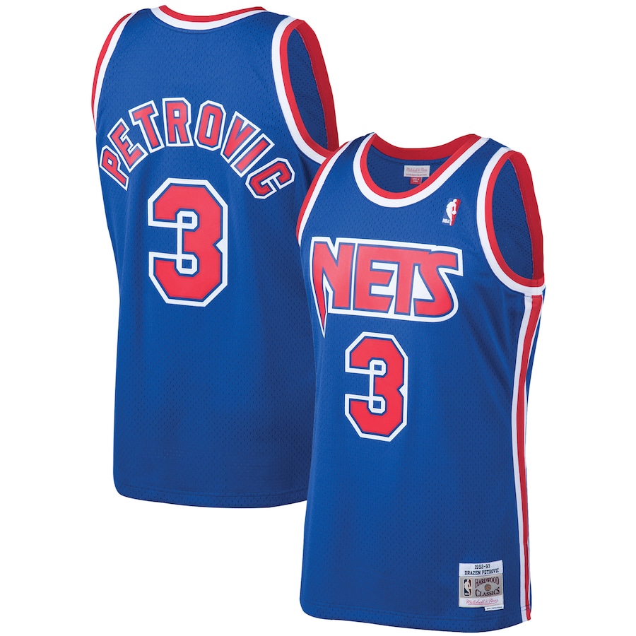 Men's New Jersey Nets Drazen Petrovic Mitchell & Ness Royal 1992/93 Hardwood Classics Swingman Jersey - Ujersey