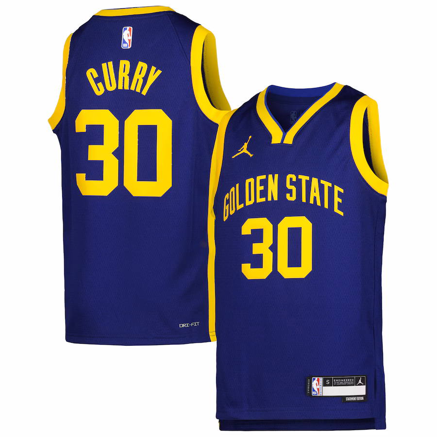 Youth Golden State Warriors Stephen Curry Jordan Brand Blue Swingman Jersey - Statement Edition - Ujersey