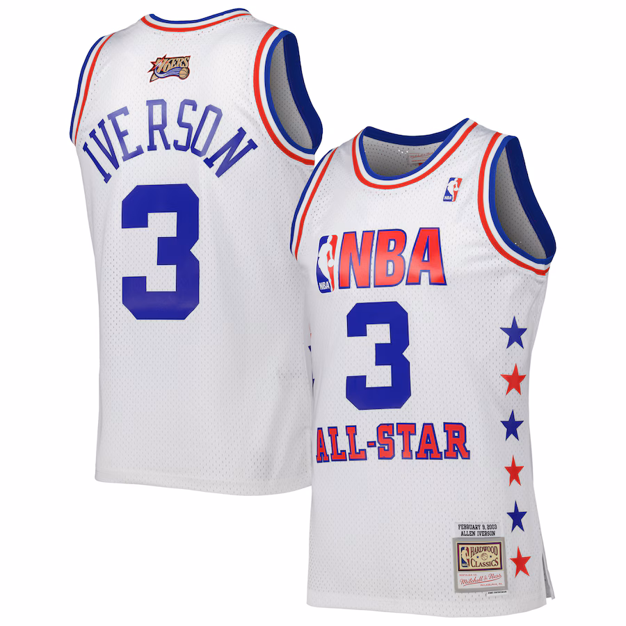 Men's Eastern Conference Allen Iverson Mitchell & Ness White 2003 All Star Game Swingman Jersey - Ujersey