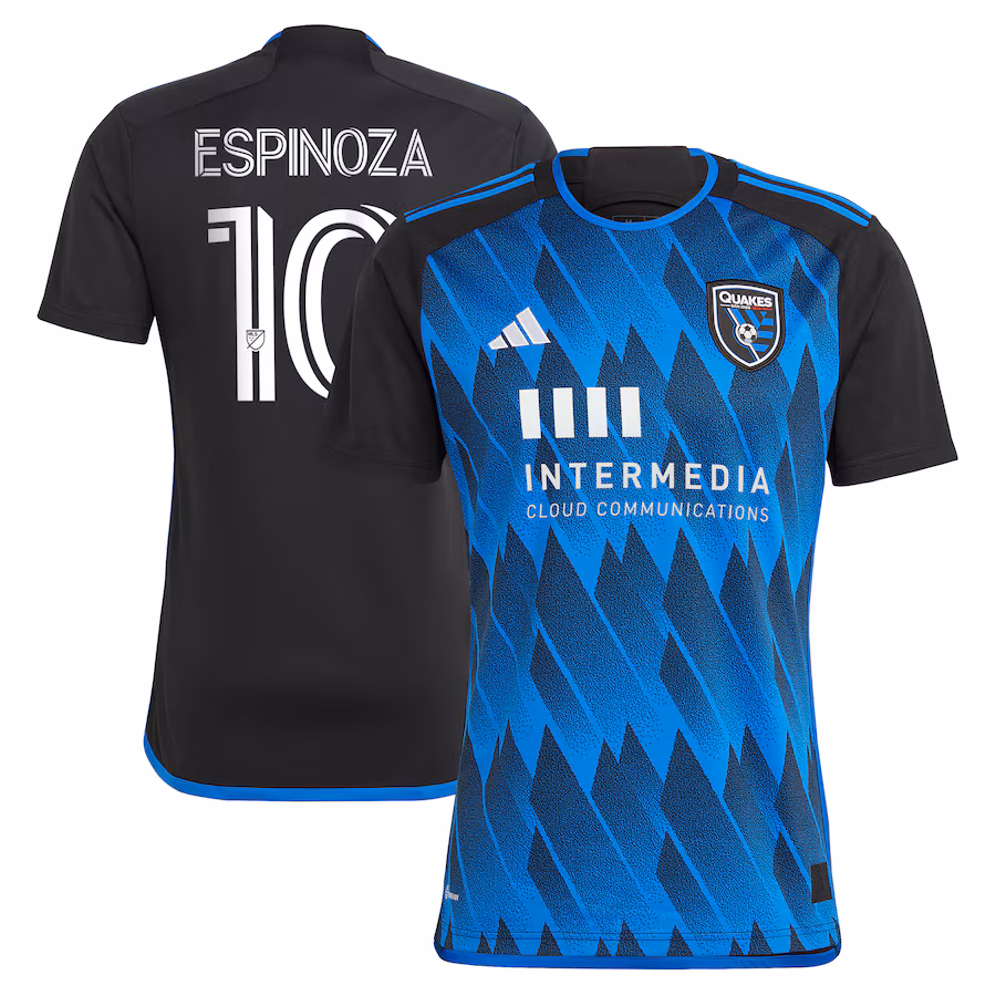 Men's San Jose Earthquakes Cristian Espinoza adidas Blue 2023 Active Fault Jersey Replica Jersey - Ujersey