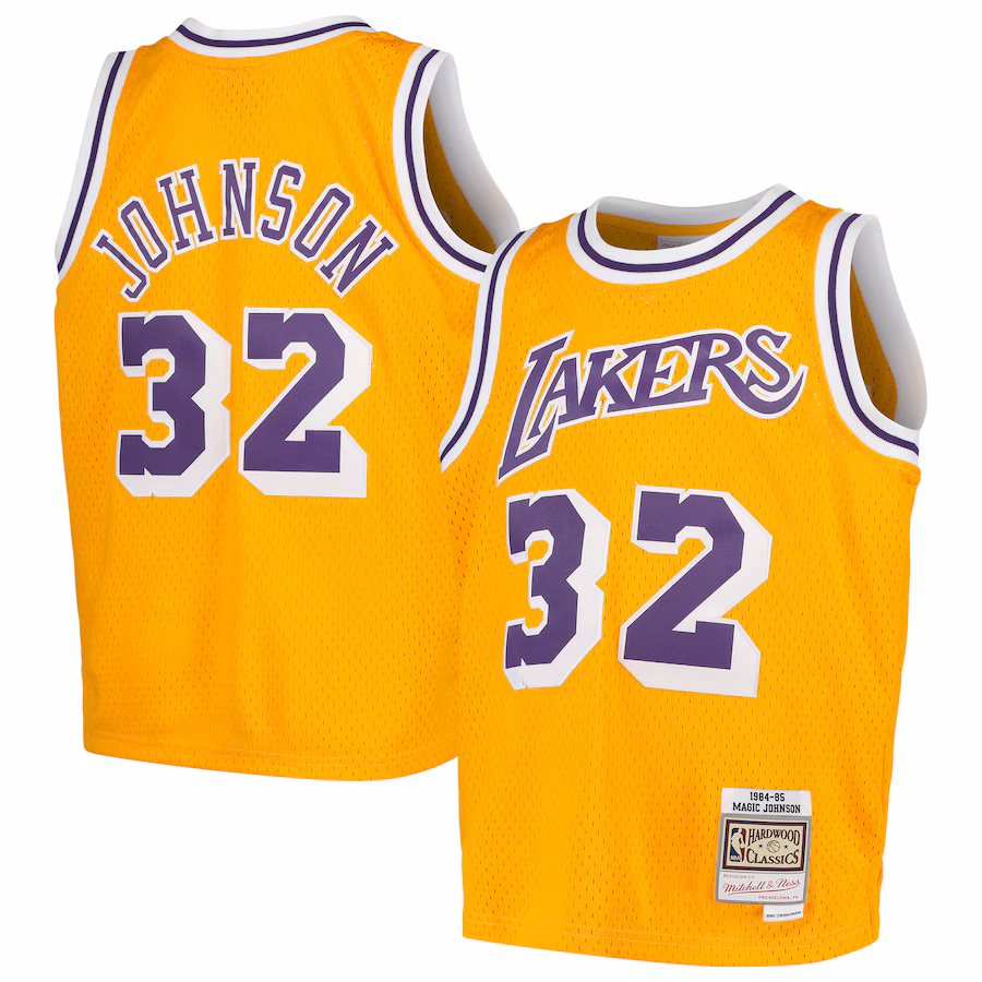 Youth Los Angeles Lakers Magic Johnson Mitchell & Ness Gold Swingman Throwback Jersey - Ujersey