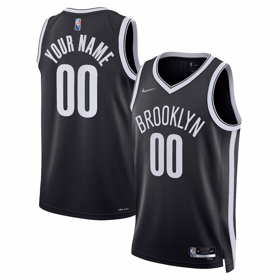 Men's Brooklyn Nets Nike Black 2021/22 Diamond Swingman Custom Jersey - Icon Edition - Ujersey